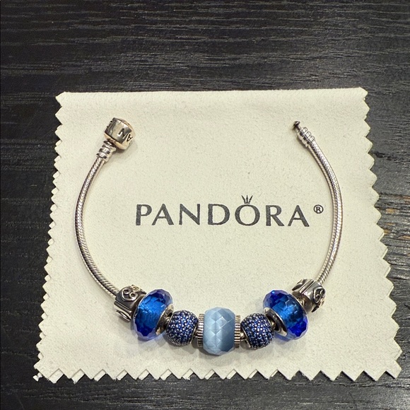 Pandora Jewelry - Pandora Silver Bracelet with Blue Charms